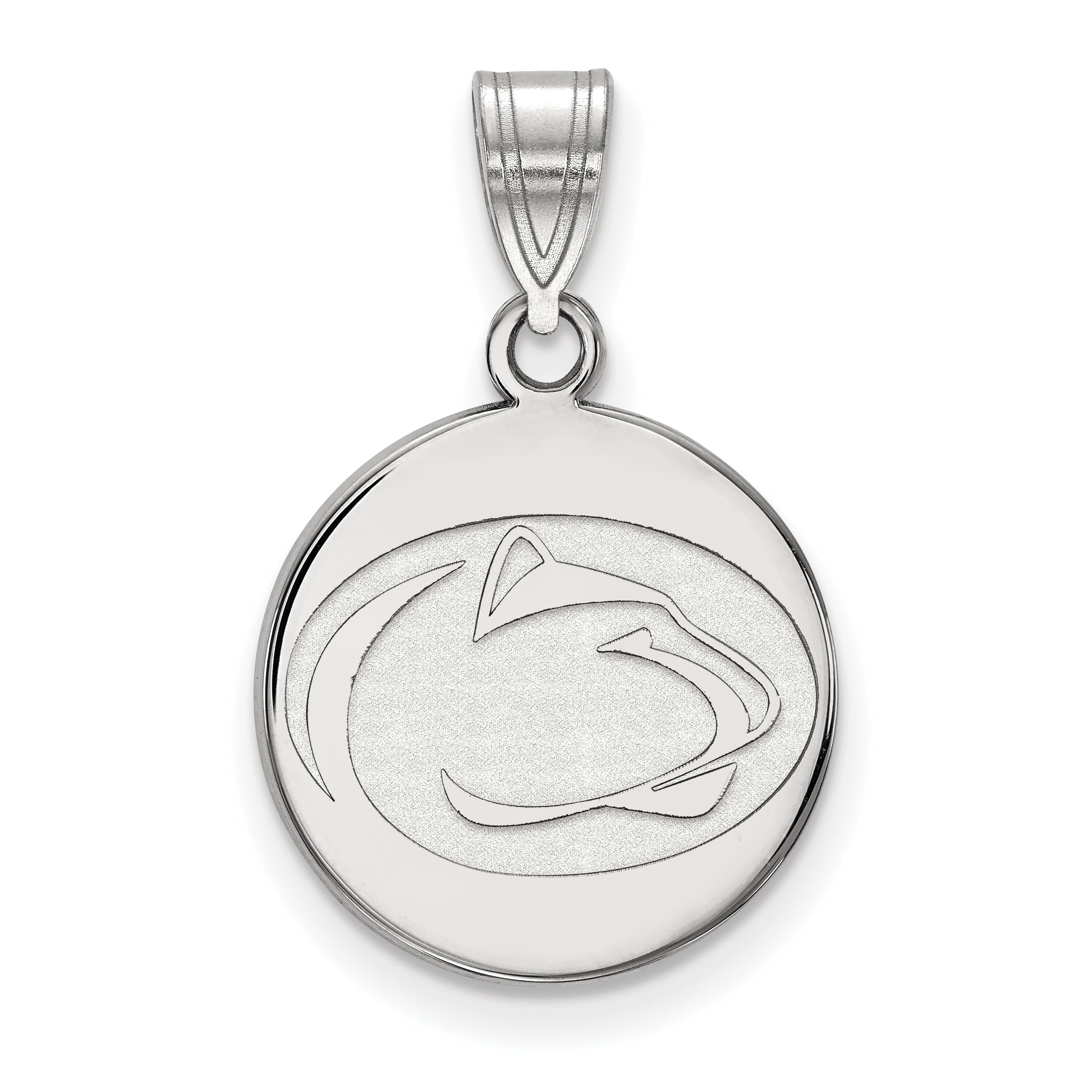 10K White Gold Logoart Penn State University Lion Medium Disc Pendant