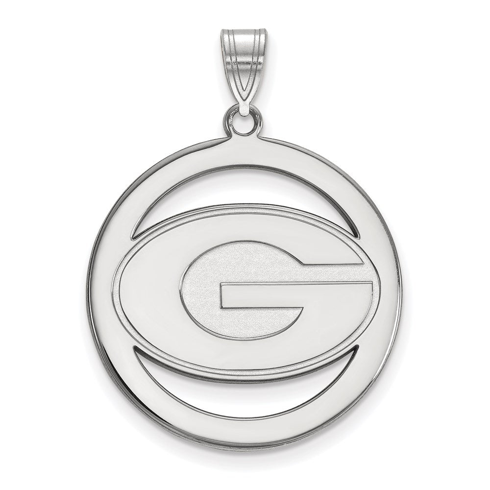 Sterling Silver Rhodium Plated Logoart University Of Georgia Letter G Large Circle Pendant