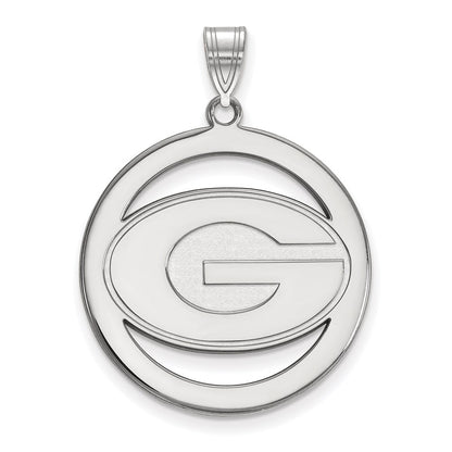 Sterling Silver Rhodium Plated Logoart University Of Georgia Letter G Large Circle Pendant