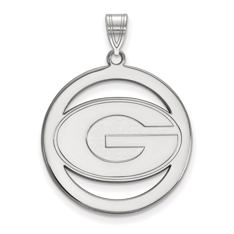 Sterling Silver Rhodium Plated Logoart University Of Georgia Letter G Large Circle Pendant