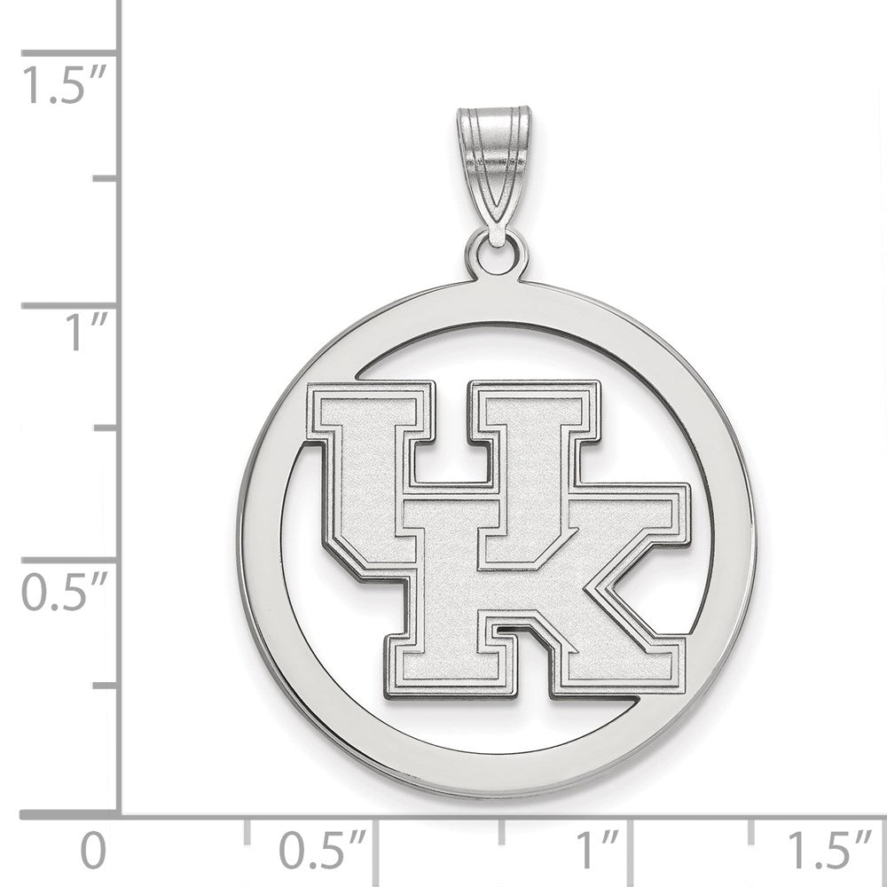 Sterling Silver Rhodium Plated Logoart University Of Kentucky U K Large Circle Pendant