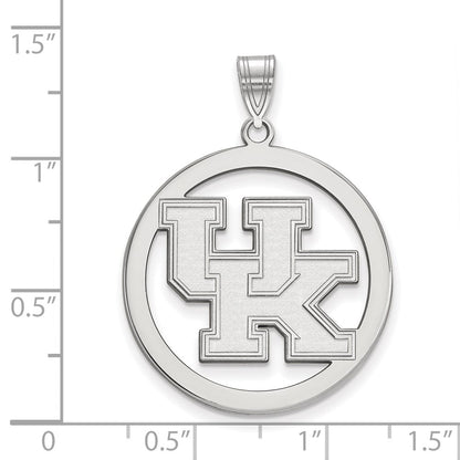 Sterling Silver Rhodium Plated Logoart University Of Kentucky U K Large Circle Pendant