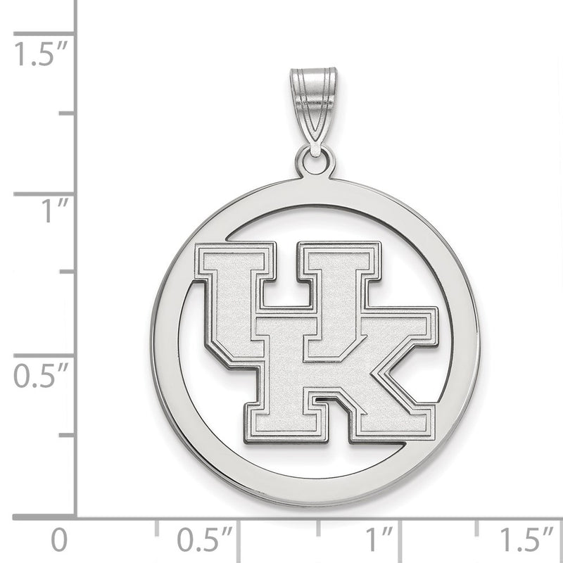 Sterling Silver Rhodium Plated Logoart University Of Kentucky U K Large Circle Pendant