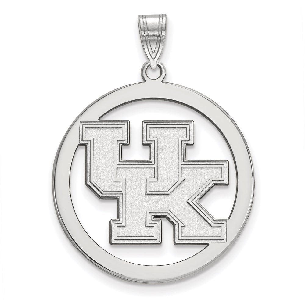 Sterling Silver Rhodium Plated Logoart University Of Kentucky U K Large Circle Pendant