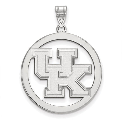 Sterling Silver Rhodium Plated Logoart University Of Kentucky U K Large Circle Pendant