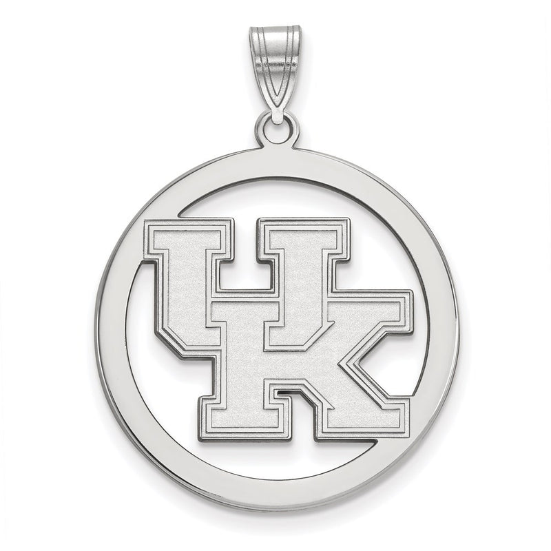 Sterling Silver Rhodium Plated Logoart University Of Kentucky U K Large Circle Pendant