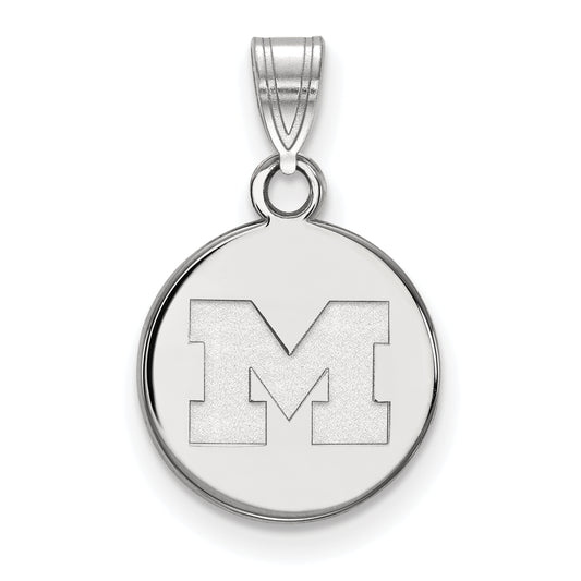10K White Gold Logoart University Of Michigan Letter M Small Disc Pendant