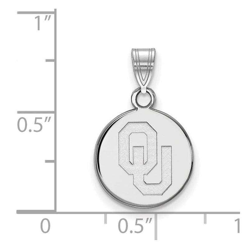 Sterling Silver Rhodium Plated Logoart University Of Oklahoma O U Small Disc Pendant