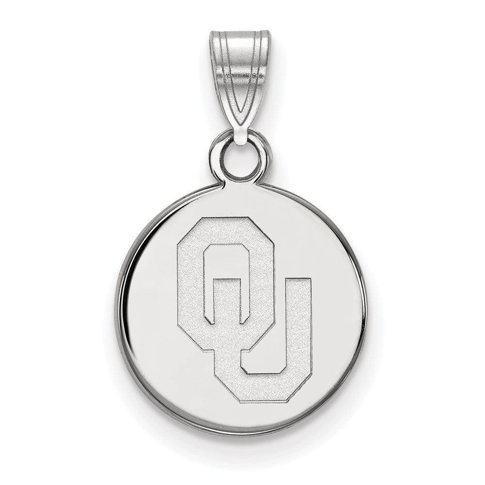 10K White Gold Logoart University Of Oklahoma O U Small Disc Pendant