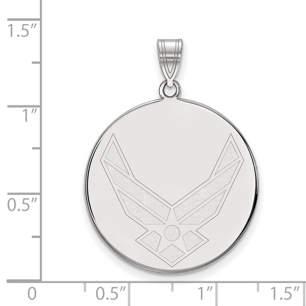 Sterling Silver Rhod-Pltd Logoart U.s. Air Force Xl Disc Pendant