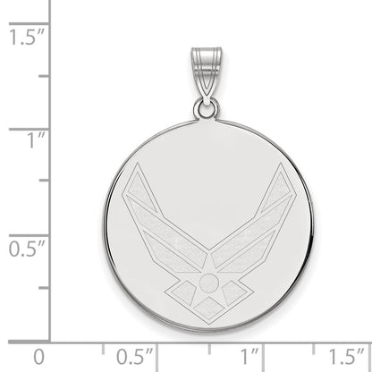 Sterling Silver Rhod-Pltd Logoart U.s. Air Force Xl Disc Pendant