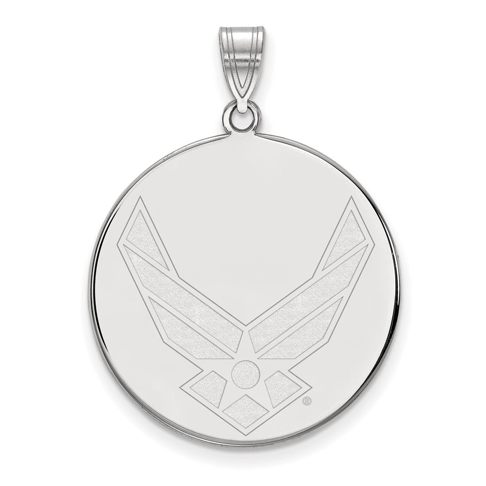 Sterling Silver Rhod-Pltd Logoart U.s. Air Force Xl Disc Pendant
