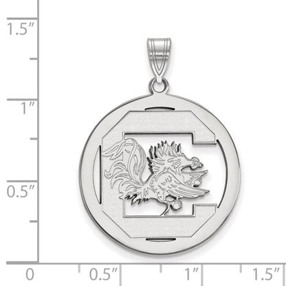 Sterling Silver Rhodium Plated Logoart University Of South Carolina Extra Large Circle Pendant