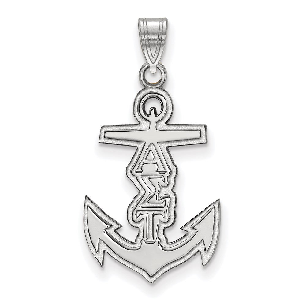 Sterling Silver Rhodium Plated Logoart Alpha Sigma Tau Sorority Symbol Small Pendant