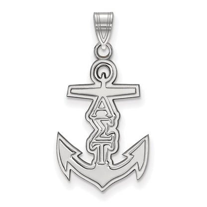 Sterling Silver Rhodium Plated Logoart Alpha Sigma Tau Sorority Symbol Small Pendant