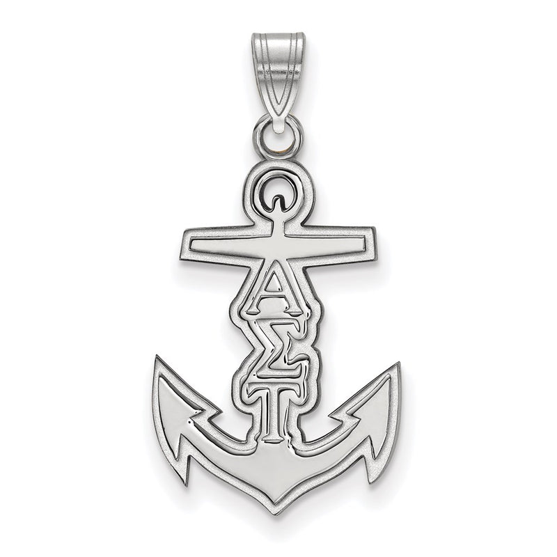 Sterling Silver Rhodium Plated Logoart Alpha Sigma Tau Sorority Symbol Small Pendant