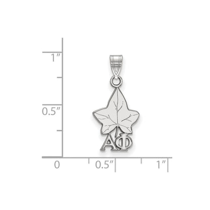 Sterling Silver Rhodium Plated Logoart Alpha Phi Sorority Symbol Small Pendant