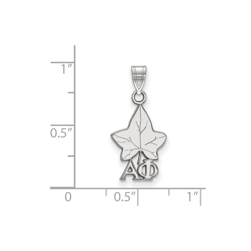 Sterling Silver Rhodium Plated Logoart Alpha Phi Sorority Symbol Small Pendant