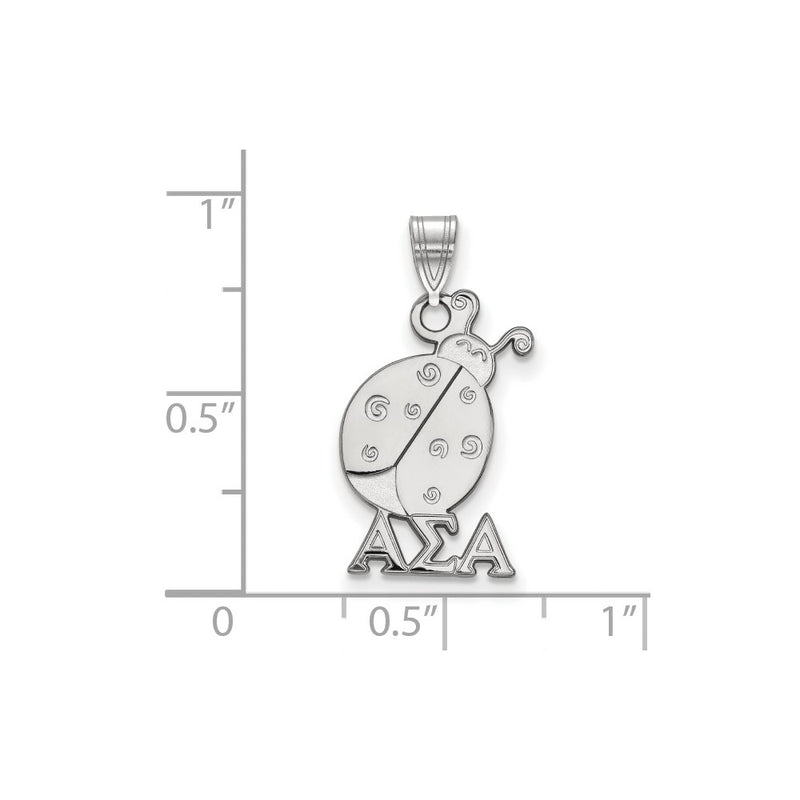 Sterling Silver Rhodium Plated Logoart Alpha Sigma Sorority Symbol Small Pendant