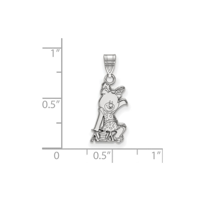 Sterling Silver Rhodium Plated Logoart Alpha Xi Delta Sorority Symbol Small Pendant