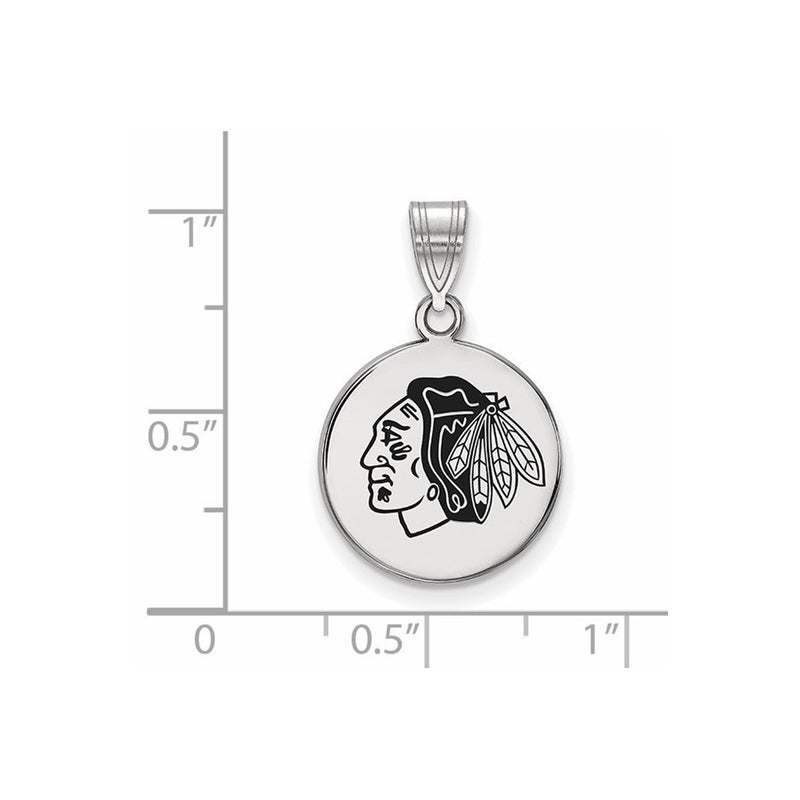 Sterling Silver Rhodium Plated Nhl Logoart Chicago Blackhawks Medium Enameled Disc Pendant