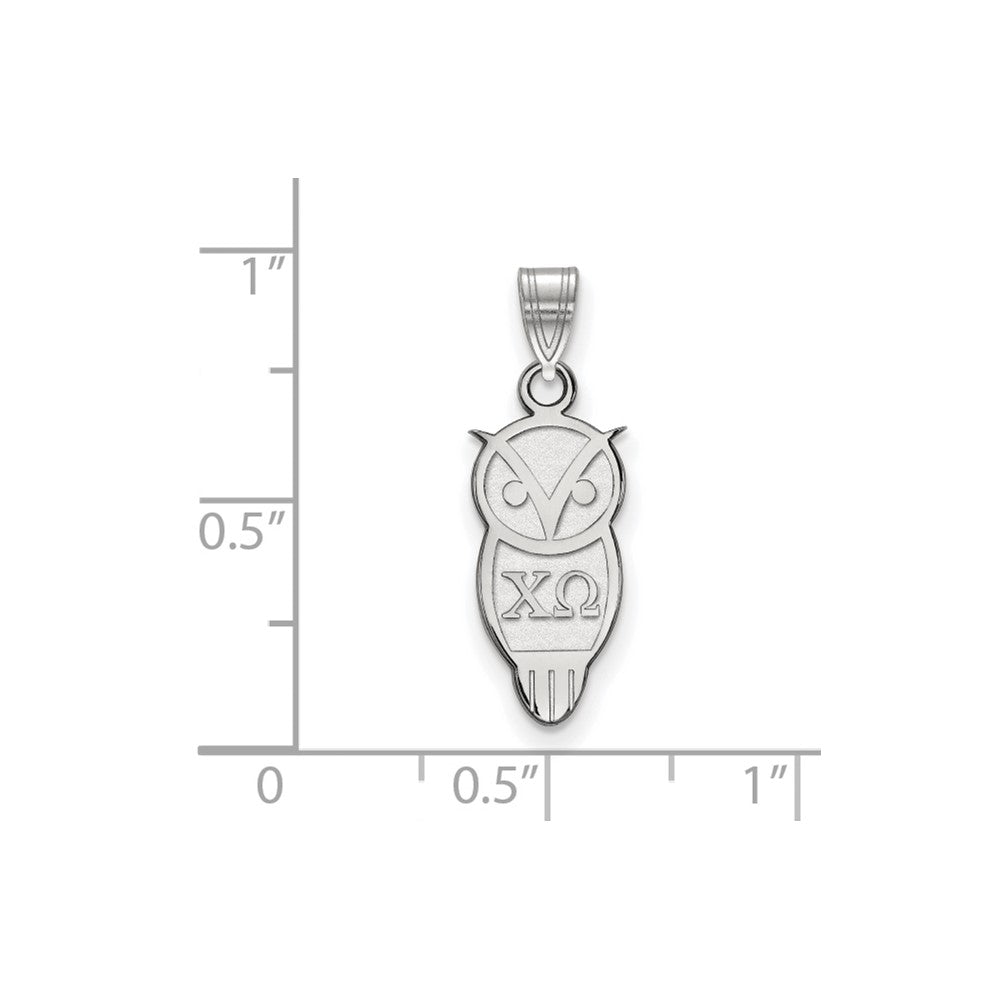 Sterling Silver Rhodium Plated Logoart Chi Omega Sorority Symbol Small Pendant