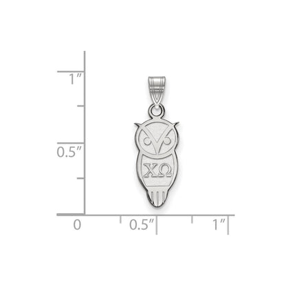 Sterling Silver Rhodium Plated Logoart Chi Omega Sorority Symbol Small Pendant