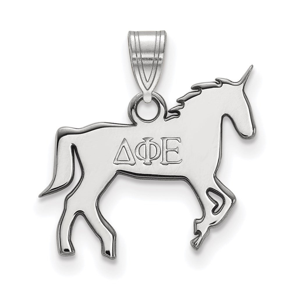 Sterling Silver Rhodium Plated Logoart Delta Phi Epsilon Sorority Symbol Small Pendant