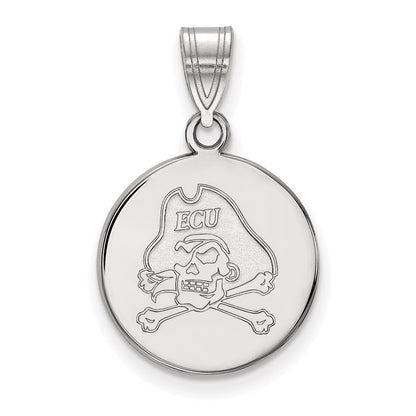 Sterling Silver Rhodium Plated Logoart East Carolina University Pirate Medium Disc Pendant
