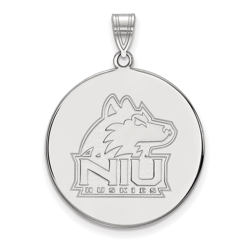 10K White Gold Logoart Northern Illinois University N I U Huskies Extra Large Disc Pendant