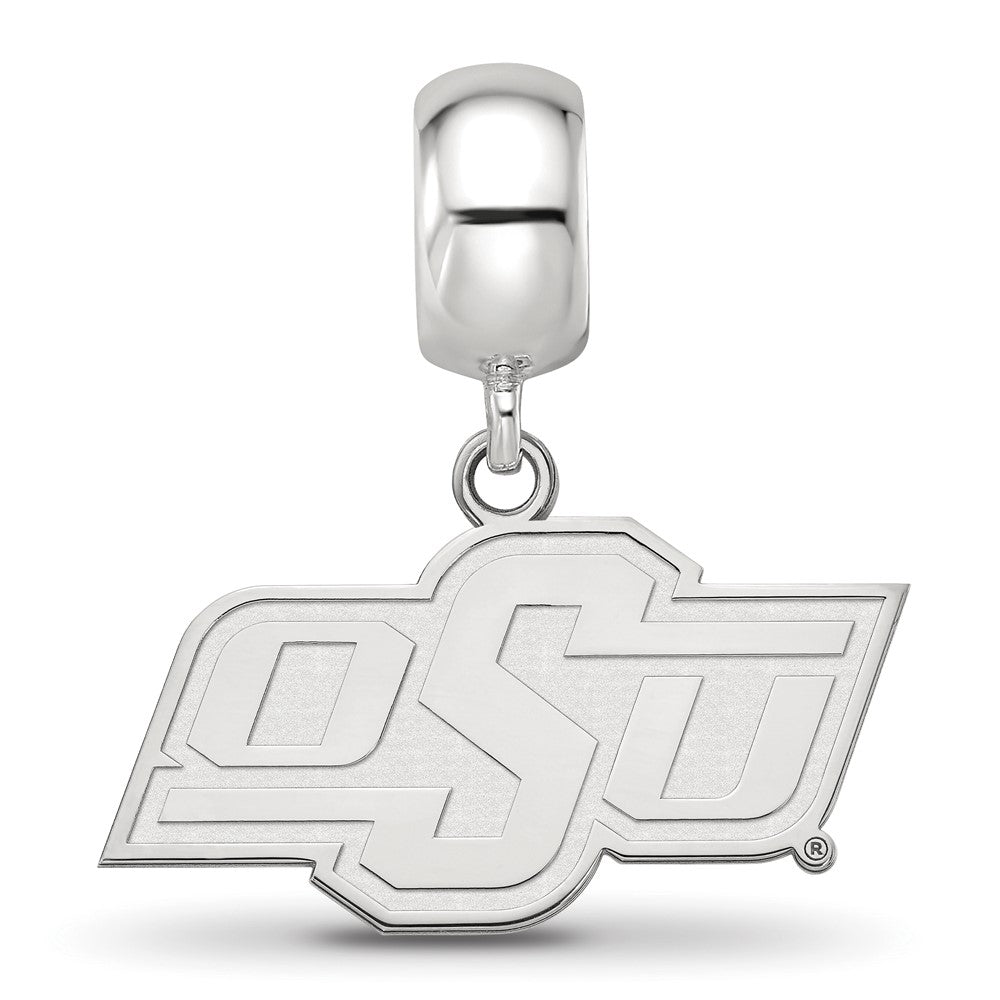 Sterling Silver Rhod-Pltd Logoart Oklahoma State U. Small Dangle Bead