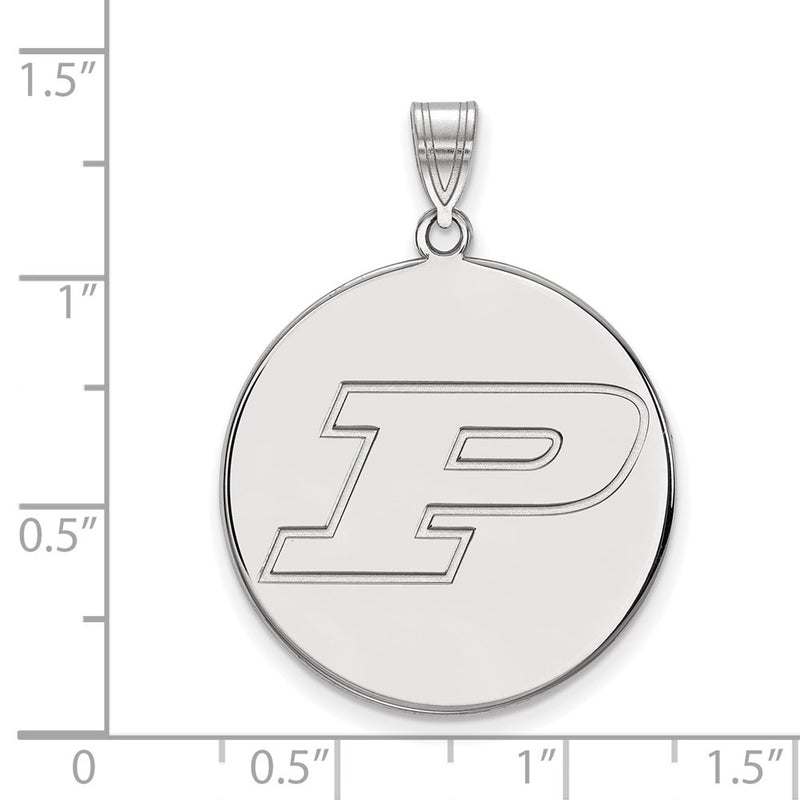 14K White Gold Logoart Purdue University Letter P Extra Large Disc Pendant