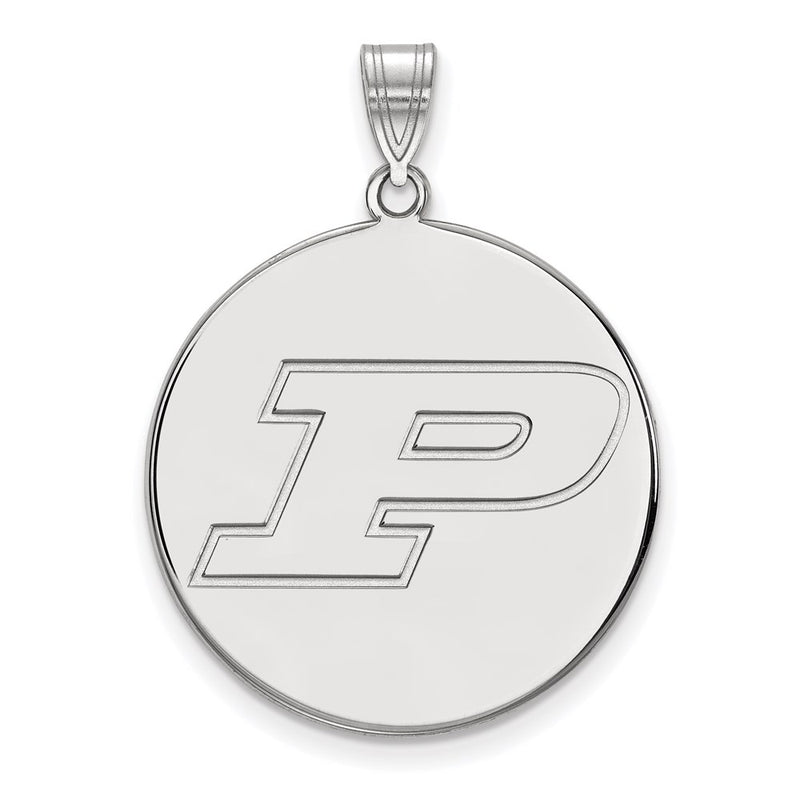 14K White Gold Logoart Purdue University Letter P Extra Large Disc Pendant