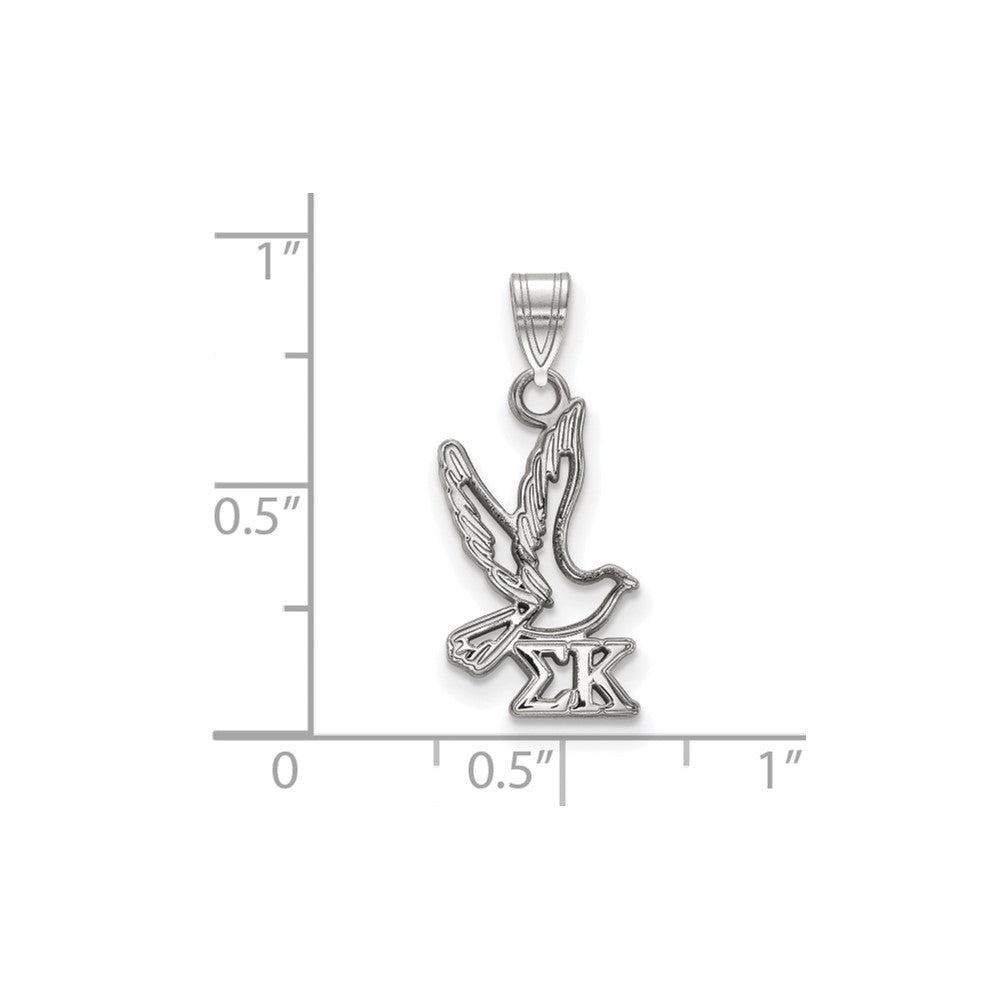 Sterling Silver Rhodium Plated Logoart Sigma Kappa Sorority Symbol Small Pendant