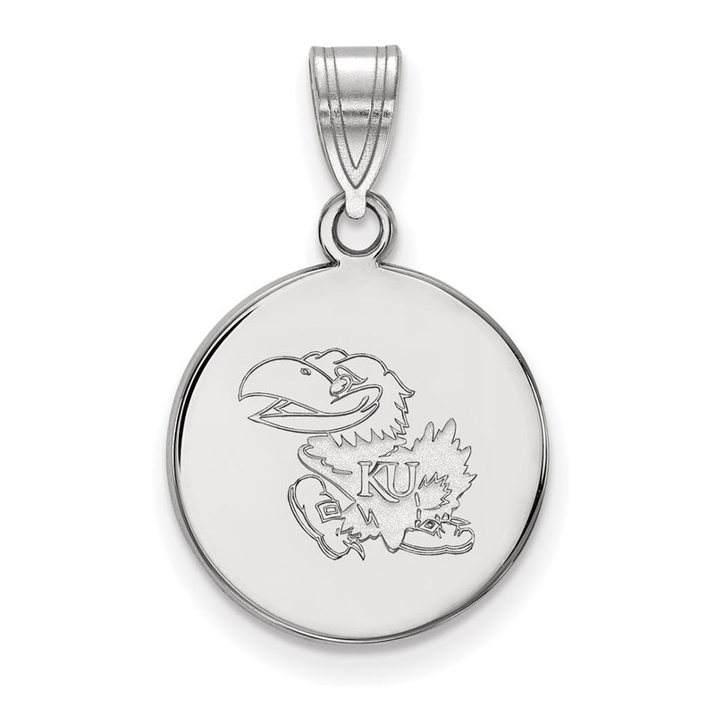 10K White Gold Logoart University Of Kansas Jayhawk Medium Disc Pendant