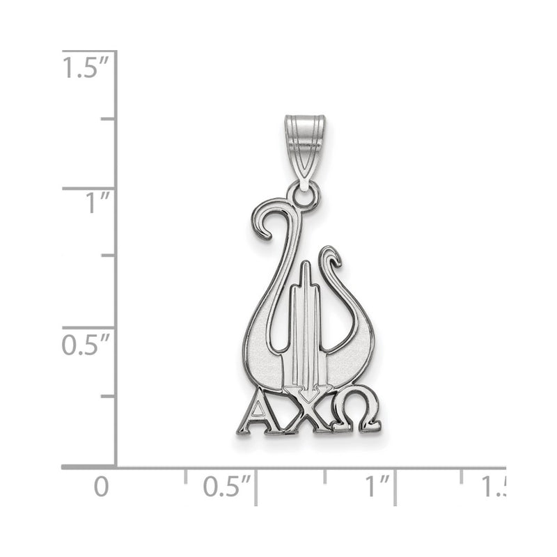 Sterling Silver Rhodium Plated Logoart Alpha Chi Omega Sorority Symbol Large Pendant