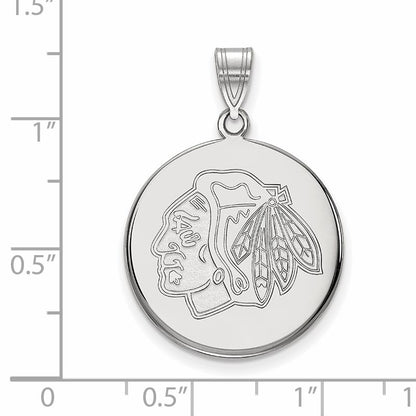 10K White Gold Nhl Logoart Chicago Blackhawks Large Disc Pendant
