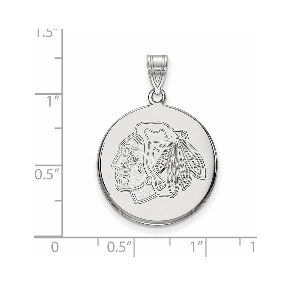 10K White Gold Nhl Logoart Chicago Blackhawks Large Disc Pendant