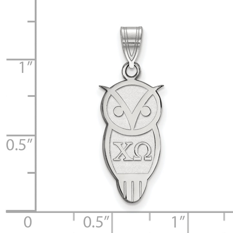 Sterling Silver Rhodium Plated Logoart Chi Omega Sorority Symbol Medium Pendant