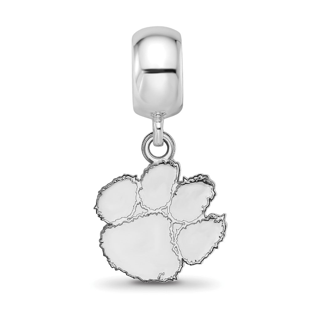 Sterling Silver Rhod-Pltd Logoart Clemson University Sm Dangle Bead