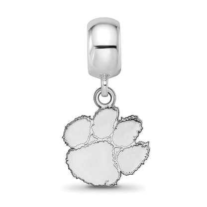 Sterling Silver Rhod-Pltd Logoart Clemson University Sm Dangle Bead