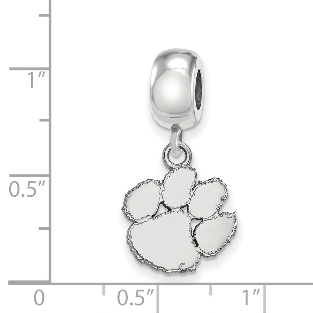 Sterling Silver Rhod-Pltd Logoart Clemson University Sm Dangle Bead