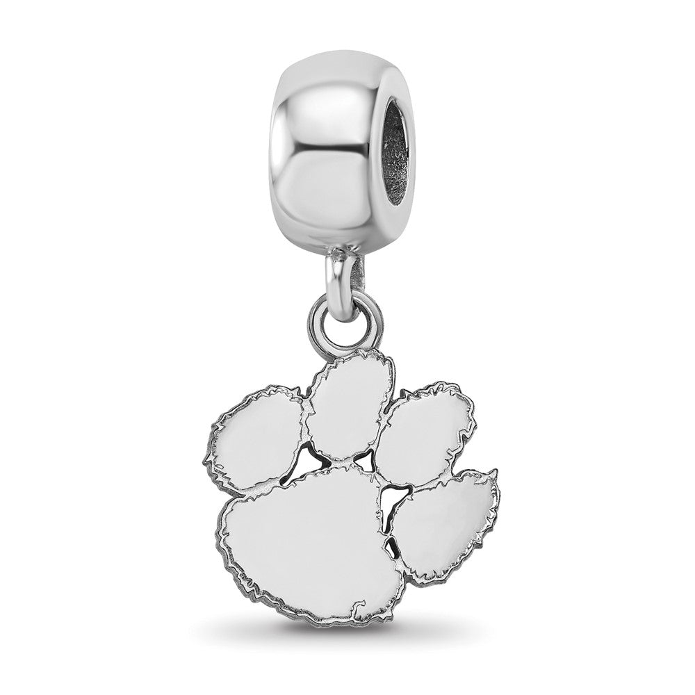 Sterling Silver Rhod-Pltd Logoart Clemson University Sm Dangle Bead