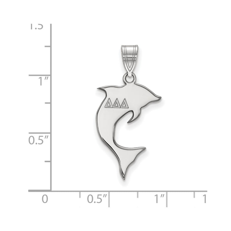 Sterling Silver Rhodium Plated Logoart Delta Sorority Symbol Medium Pendant
