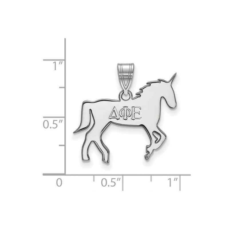 Sterling Silver Rhodium Plated Logoart Delta Phi Epsilon Sorority Symbol Medium Pendant