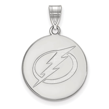 14K White Gold Nhl Logoart Tampa Bay Lightning Large Disc Pendant