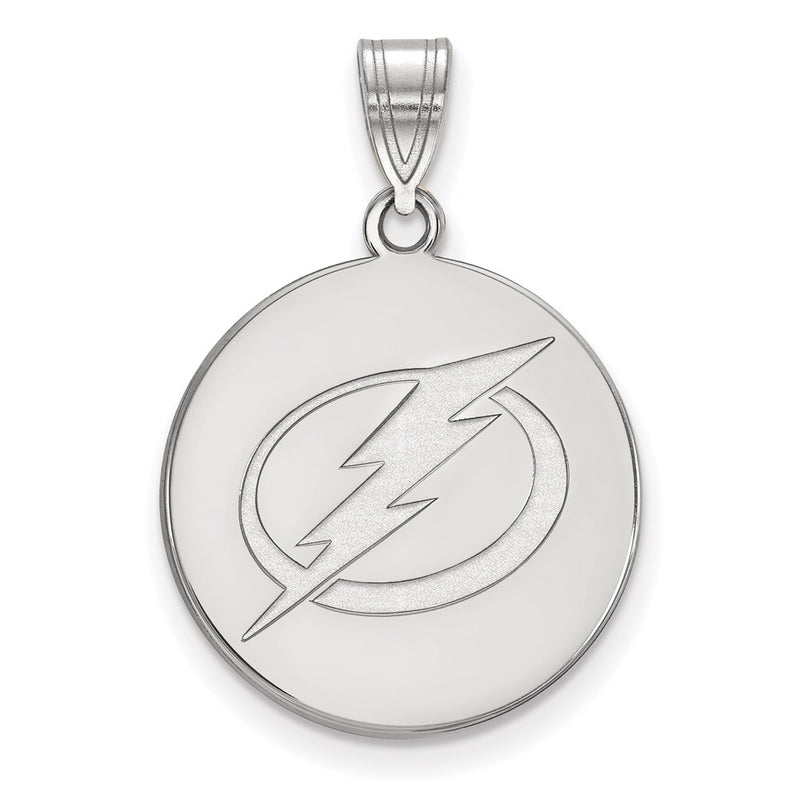 Sterling Silver Rhodium Plated Nhl Logoart Tampa Bay Lightning Large Disc Pendant