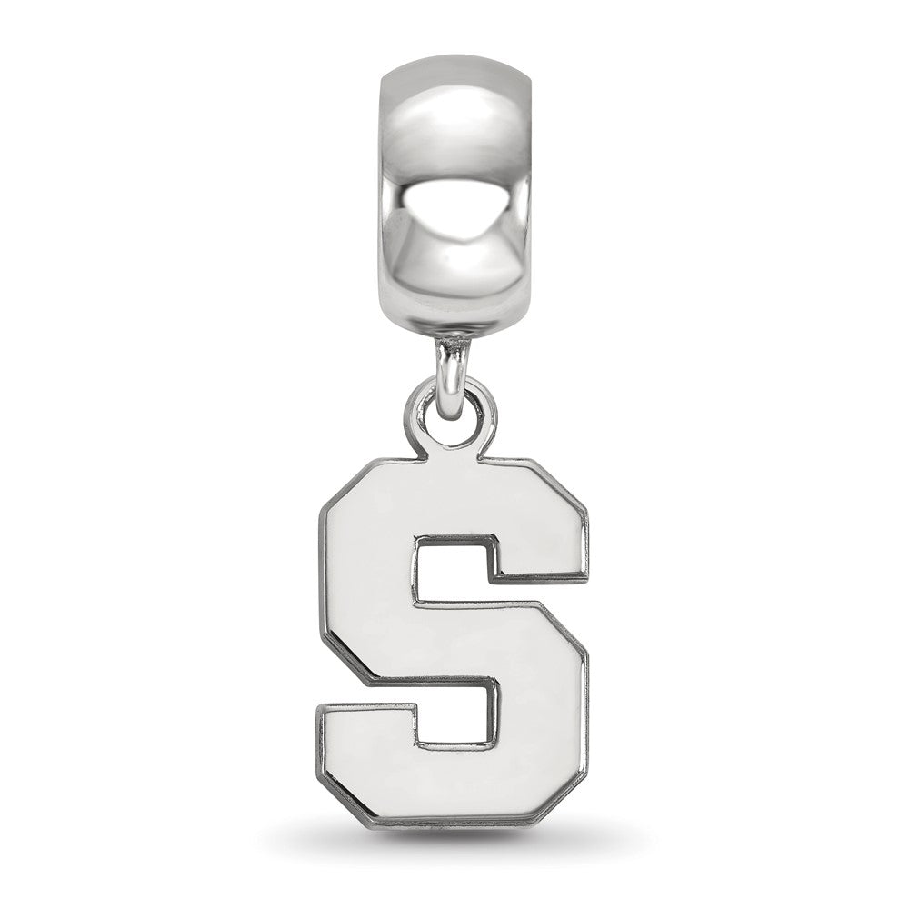 Sterling Silver Rhod-Pltd Logoart Michigan State U. Small Dangle Bead
