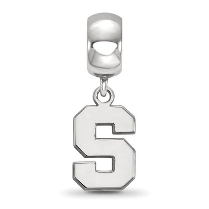 Sterling Silver Rhod-Pltd Logoart Michigan State U. Small Dangle Bead