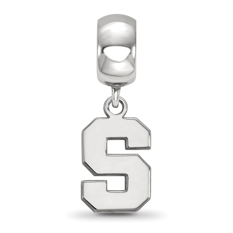 Sterling Silver Rhod-Pltd Logoart Michigan State U. Small Dangle Bead